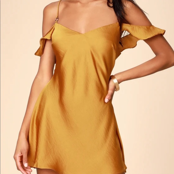 Free People Dresses & Skirts - Free people what I want gold satin slip dress